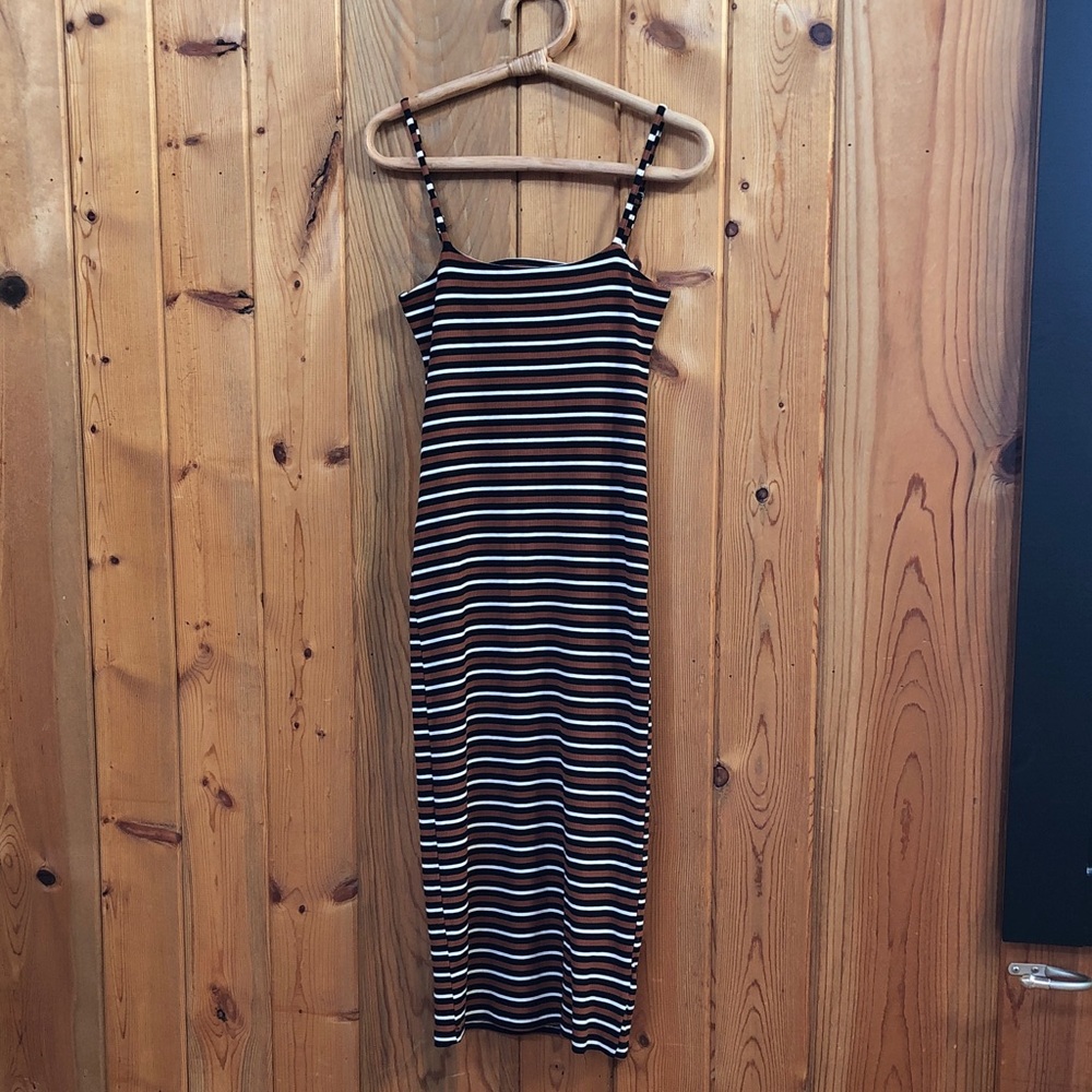 Striped Spaghetti Strap Midi Dress